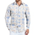 thumbnail image 1 of Mens Hawaiian Shirts Long Sleeve Ocean Wave Print Button Down Shirts Tropical Vacation Beach Shirts, 1 of 4