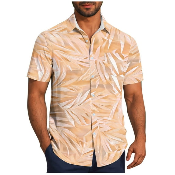 Mens Hawaiian Shirts Plus Size Summer Casual Graphic Beach Shirt Button Up Short Sleeve Shirt