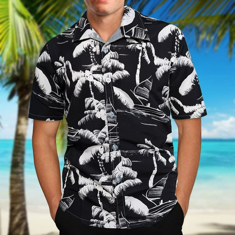 Mens Hawaiian Shirts Short Sleeve Casual Button Down Tropical