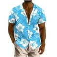 thumbnail image 1 of Mens Hawaiian Shirts Short Sleeve, Mens Short Sleeve Shirt Vintage Floral Printed Loose Fit Casual Shirts Lapel Collar Tshirt Button Down Summer Tops Holiday Beach Shirt Size S-5XL, 1 of 5