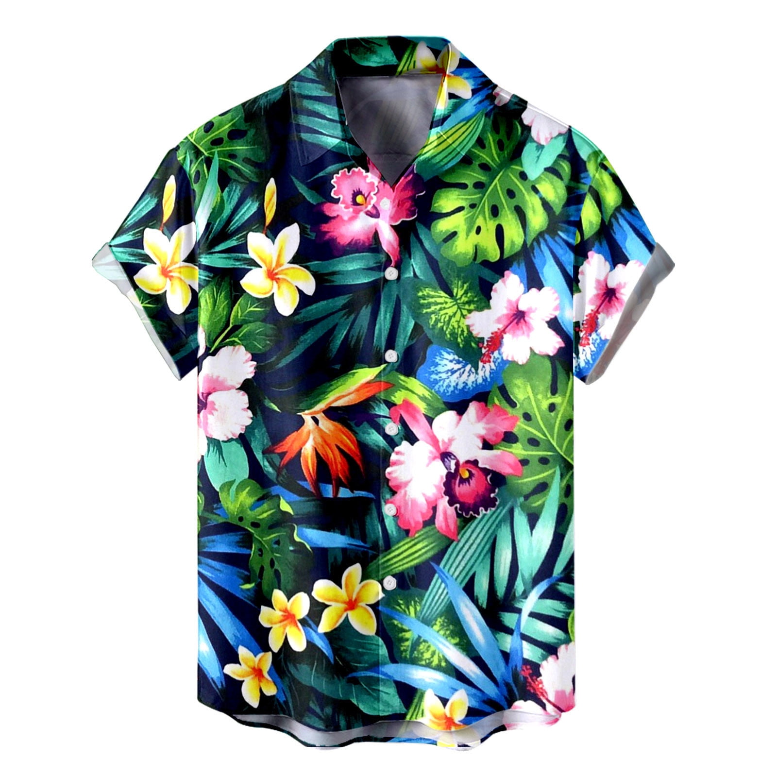 Mens Hawaiian Shirts Short Sleeve Summer Casual Floral Printing Beach ...