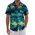 thumbnail image 1 of Mens Hawaiian Shirts Tops Short Sleeve Floral Button Down Beach Shirt Vintage Tropical Palm Summer Lightweight Blouses Male, 1 of 1