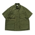 thumbnail image 1 of Mens Hawaiian Shirts Vintage Cargo With Multi Pocket Short Sleeves Comfortable Breathable Daily Outdoor Trendy Button Down Tops Sizes XXL, 1 of 4