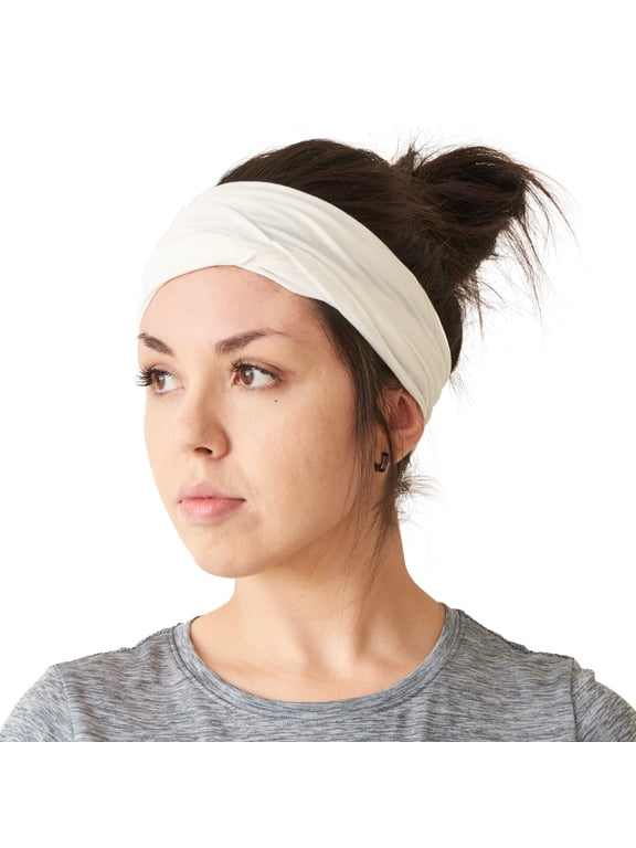 Mens Head Wraps Elastic Bandana - Japanese Headband Workout Women Hair White