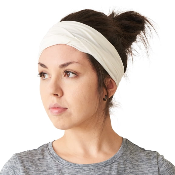 Mens Head Wraps Elastic Bandana - Japanese Headband Workout Women Hair White