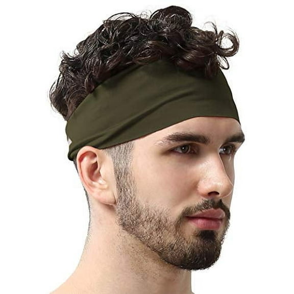 Mens Headband 2-Pack - Sweat Band Workout Head Bands for Running, Yoga, Exercise - Moisture Wicking Hairband