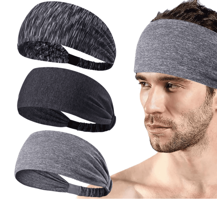 Mens Headbands, 3 Pack Sweat Workout Headbands for Men, Sport Cooling