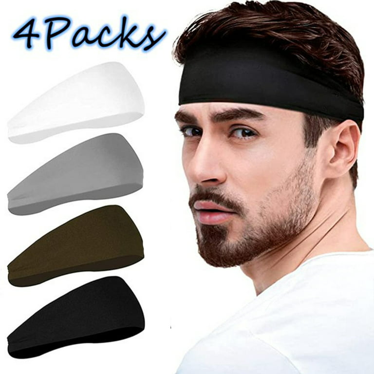 Headbands For Men (4 Pack)- Sweat Band, Sports Mens Headband, Workout  Accessories