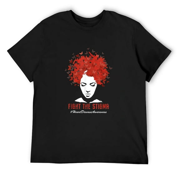 Mens Heart Disease Awareness Month Fight The Stigma Heart Health T-Shirt Black 4X-Large