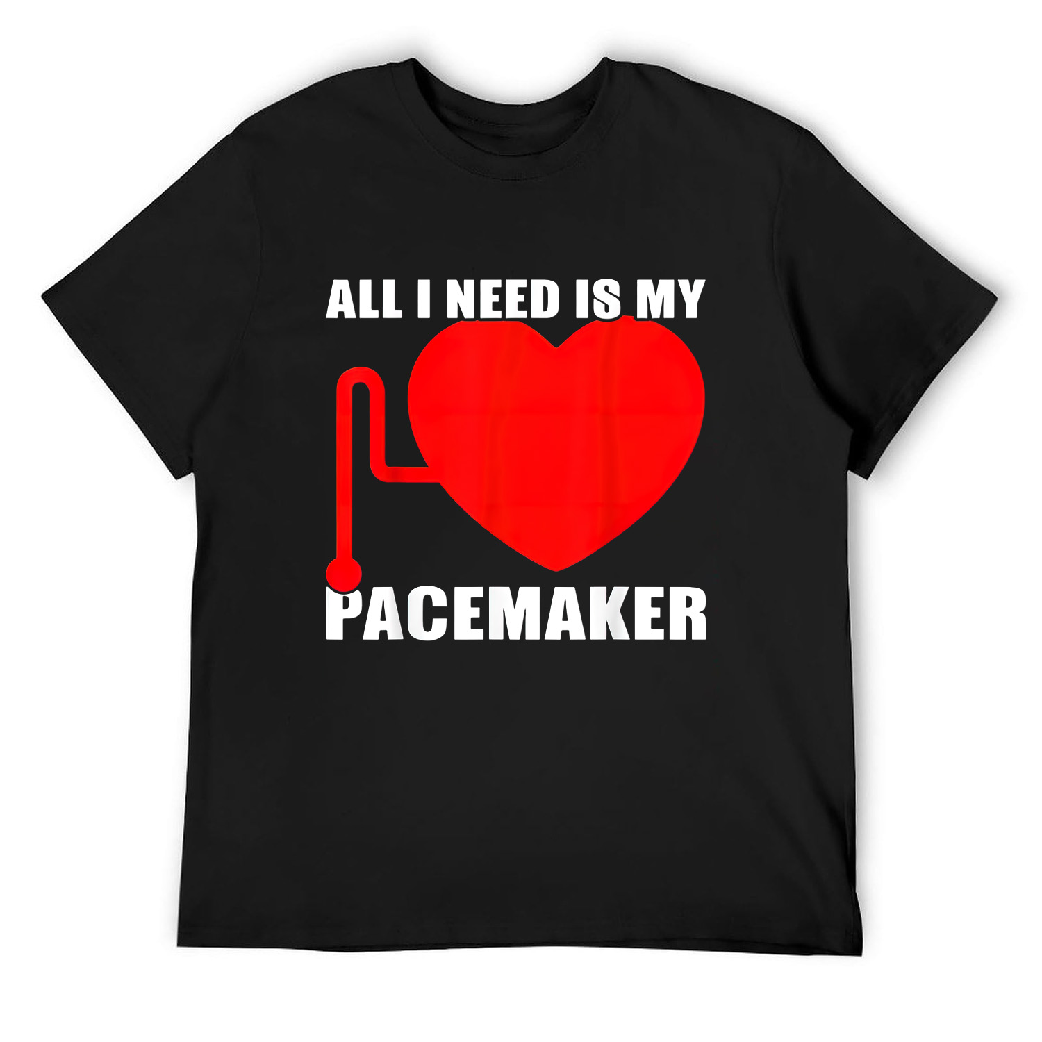 Mens Heart Health Awareness & Heart Cardiac Pacemaker TShirt Black