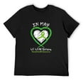 thumbnail image 1 of Mens Heart In May We Wear Green Ribbon Mental Health Awareness T-Shirt Black 2X-Large, 1 of 5