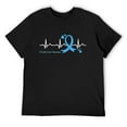 thumbnail image 1 of Mens Heartbeat Light Blue Ribbon Prostate Cancer Awareness T-Shirt Black 4X-Large, 1 of 5