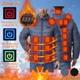 thumbnail image 1 of Mens Heated Coats Plus Size Hooded 27 Heating Zones and 3-Levels Quilted Heated Jackets Warm Thermal Zip up Stand Collar Puffer Jacket Washable USB Coats Heaters Inside No Battery no Power Bank, 1 of 6