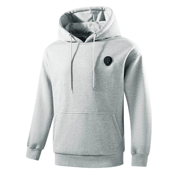 Mens Heated Hoodie Warm Functional Sweatshirt Solid Long Sleeve Sweater Blouses Tops Casual Warm Ultra Soft Textured Thermal Shirt with Pockets