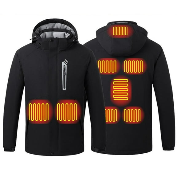 Mens Heated Jacket 8 Heat Zones Usb Charging Detachable Hood Fleece Lined Fast Warm Up Puffer Jacket Windproof Mountain Coat Heating Clothing Thermal Mens Puffer Jacket