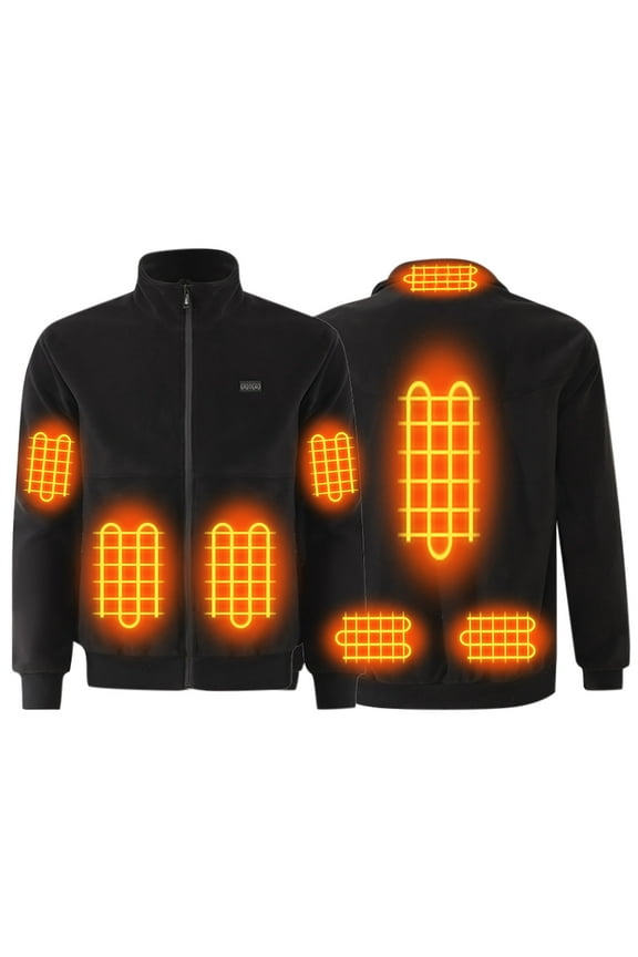 Mens Heated Jacket 8 Heating Zones Vest 3 Control USB Rechargeable Fleece Full Zip Hoodie Coat for Winter