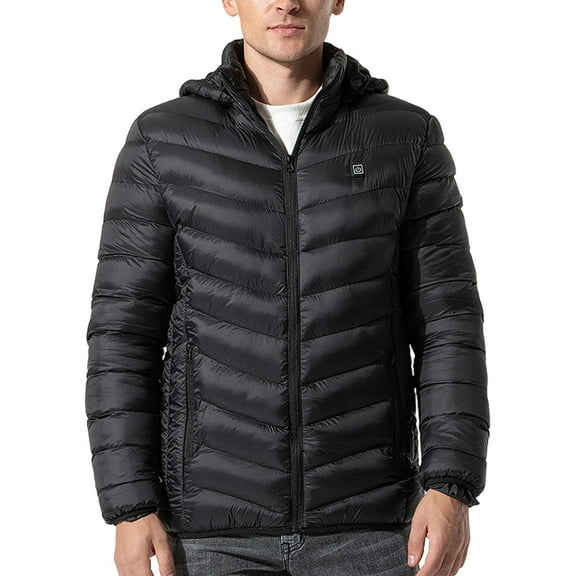 Mens Heated Jacket Fast Warm Up 9 Heat Zones Warming Layer Heated Down Jacket Winter Outdoor Heating Clothing Thermal White Jacket