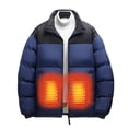 thumbnail image 1 of Mens Heated Puffer Jackets Stand Collar Winter Warm Heating Outerwear Coats Quilted Zip-Up Heated Jacket L, Navy, 1 of 7