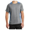 thumbnail image 1 of Mens Heather Colorblock Contender Polyester Tee Vintage Heather/ Carolina Blue XL, 1 of 8