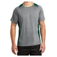 thumbnail image 1 of Mens Heather Colorblock Contender Polyester Tee Vintage Heather/ Forest Green M, 1 of 8