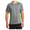 thumbnail image 1 of Mens Heather Colorblock Contender Polyester Tee Vintage Heather/ Lime Shock XS, 1 of 8