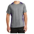 thumbnail image 1 of Mens Heather Colorblock Contender Polyester Tee Vintage Heather/ Purple 2XL, 1 of 8
