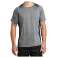thumbnail image 1 of Mens Heather Colorblock Contender Polyester Tee Vintage Heather/ True Navy 3XL, 1 of 8