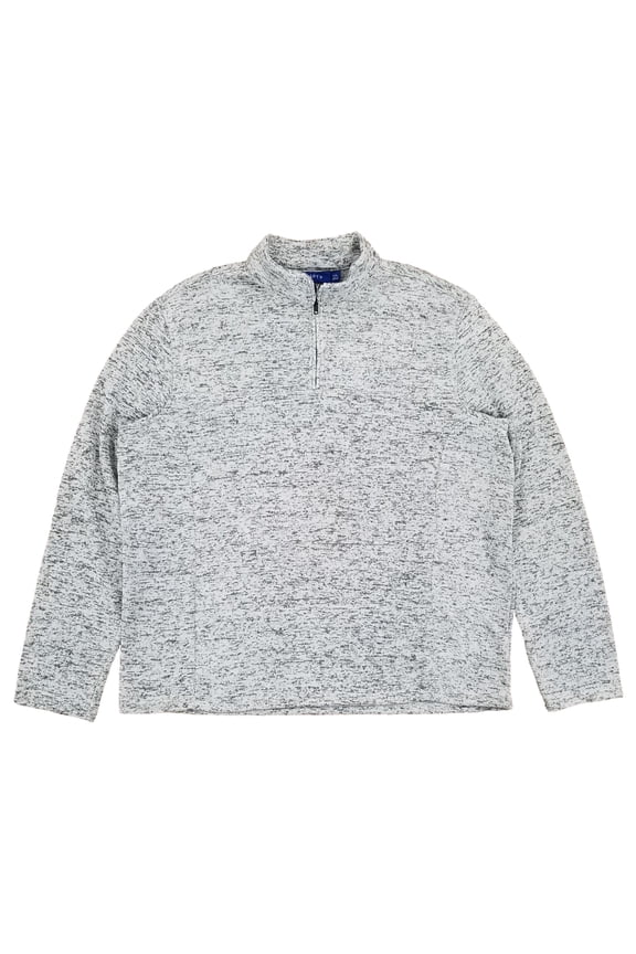 Mens Heather Gray Fleece Pullover Quarter Zip Sweater