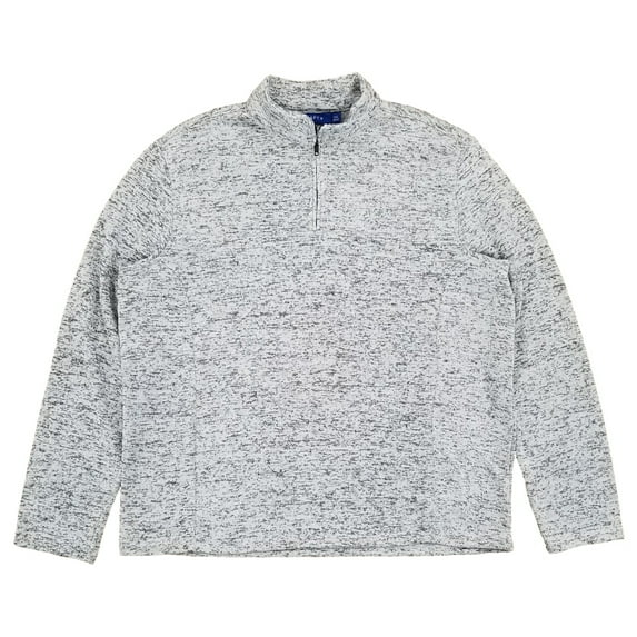 Mens Heather Gray Fleece Pullover Quarter Zip Sweater