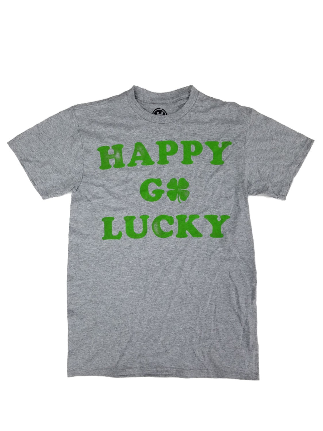 Mens Heather Gray Happy Go Lucky St. Patrick's Day T-Shirt Small