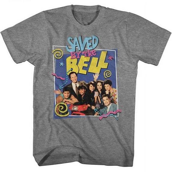 Mens Heather Gray Saved By The Bell Group Photo Graphic T-Shirt Small