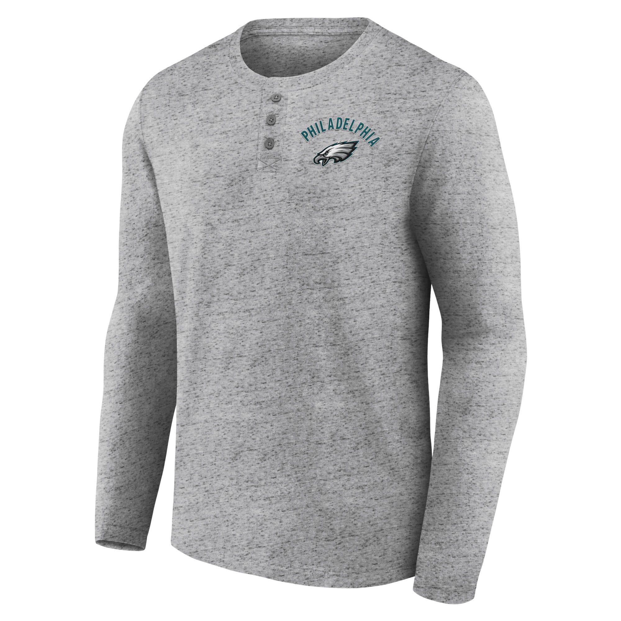 Mens Heathr Color Long Sleeve Synthetic Button Henley Left Chest