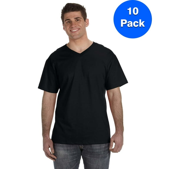 Mens Heavy Cotton HD V-Neck T-Shirt 39VR (10 PACK)