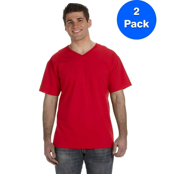 Mens Heavy Cotton HD V-Neck T-Shirt 39VR (2 PACK)
