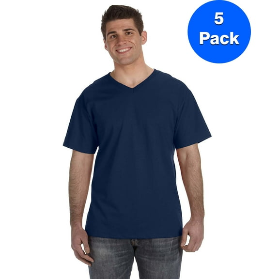 Mens Heavy Cotton HD V-Neck T-Shirt 39VR (5 PACK)