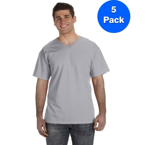 Mens Heavy Cotton HD V-Neck T-Shirt 39VR (5 PACK)