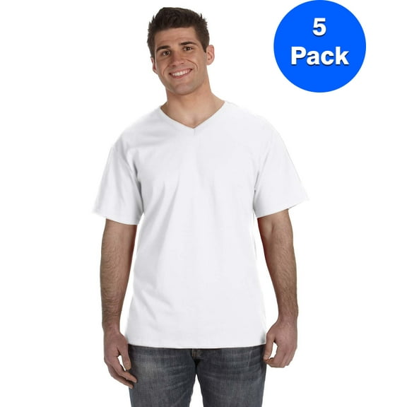 Mens Heavy Cotton HD V-Neck T-Shirt 39VR (5 PACK)