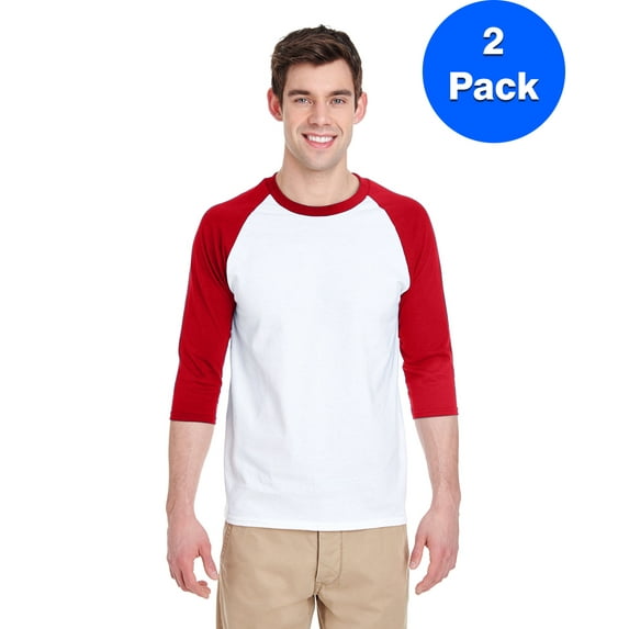 Mens Heavy Cotton ¾-Sleeve Raglan 2 Pack