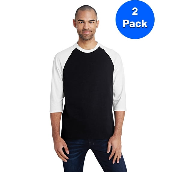 Mens Heavy Cotton ¾-Sleeve Raglan 2 Pack