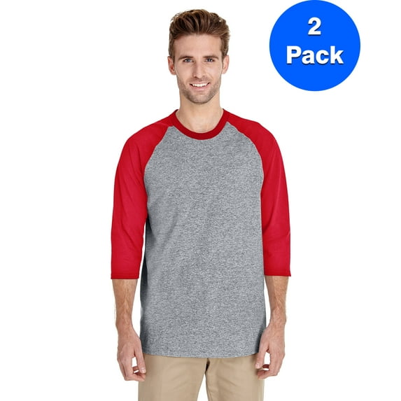 Mens Heavy Cotton ¾-Sleeve Raglan 2 Pack