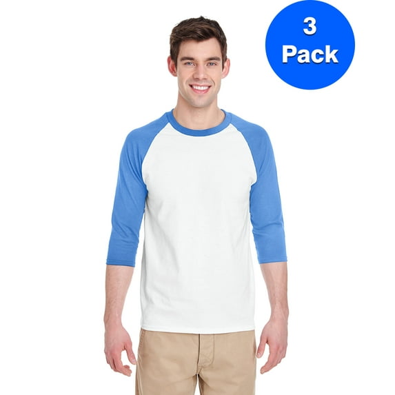 Mens Heavy Cotton ¾-Sleeve Raglan 3 Pack