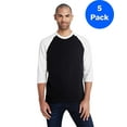 thumbnail image 1 of Mens Heavy Cotton ¾-Sleeve Raglan 5 Pack, 1 of 2
