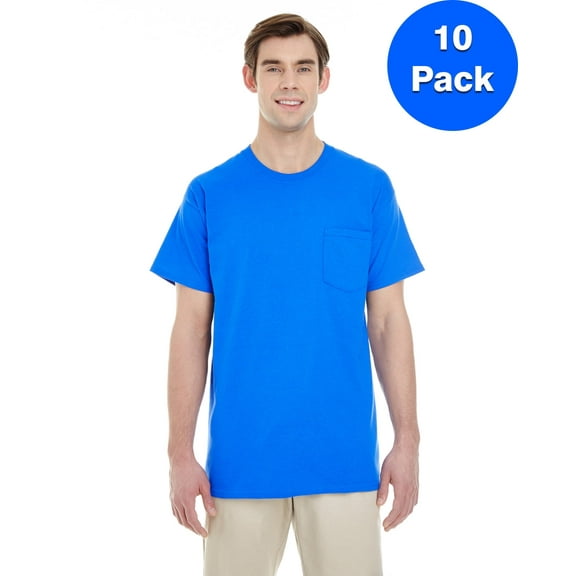 Mens Heavy Cotton T-Shirt with a Pocket 10 Pack