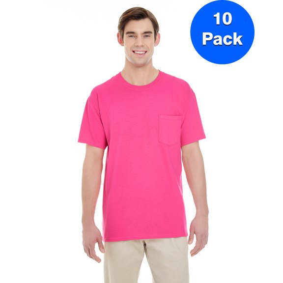 Mens Heavy Cotton T-Shirt with a Pocket 10 Pack
