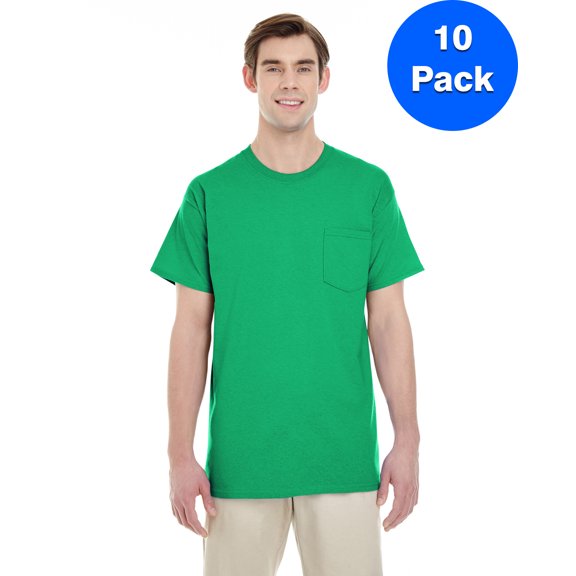 Mens Heavy Cotton T-Shirt with a Pocket 10 Pack
