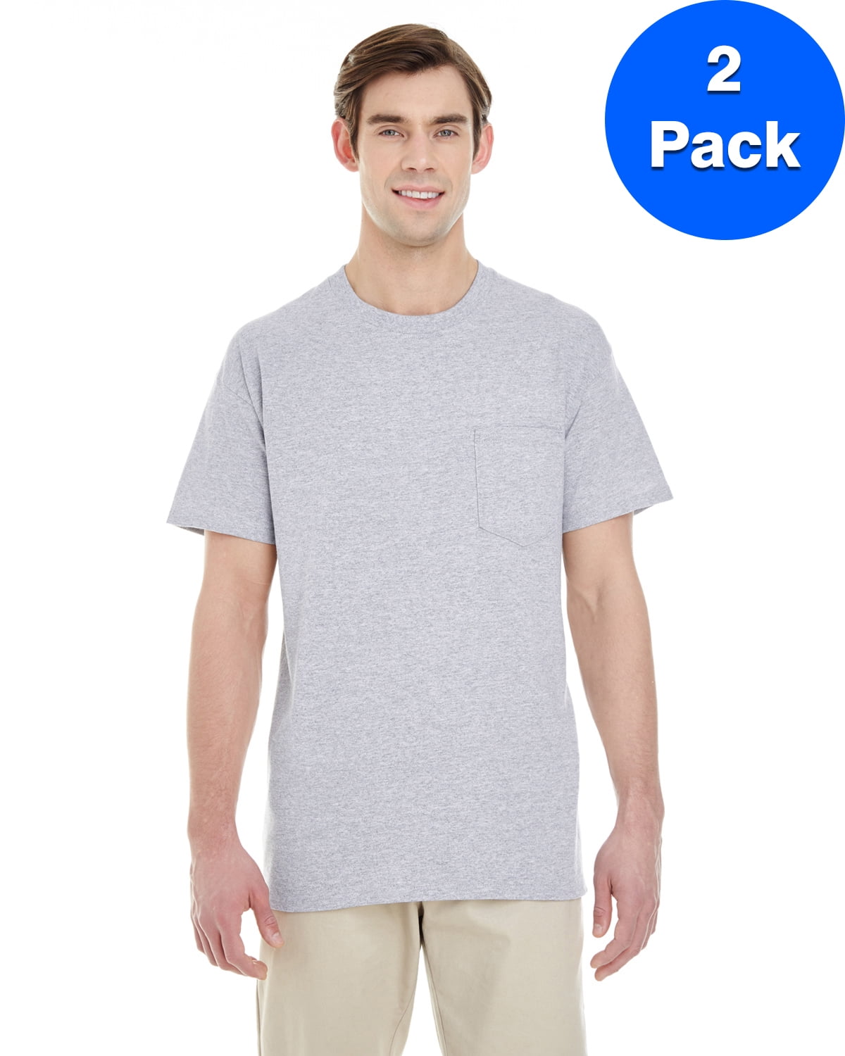 Mens Heavy Cotton T-Shirt with a Pocket 2 Pack - Walmart.com