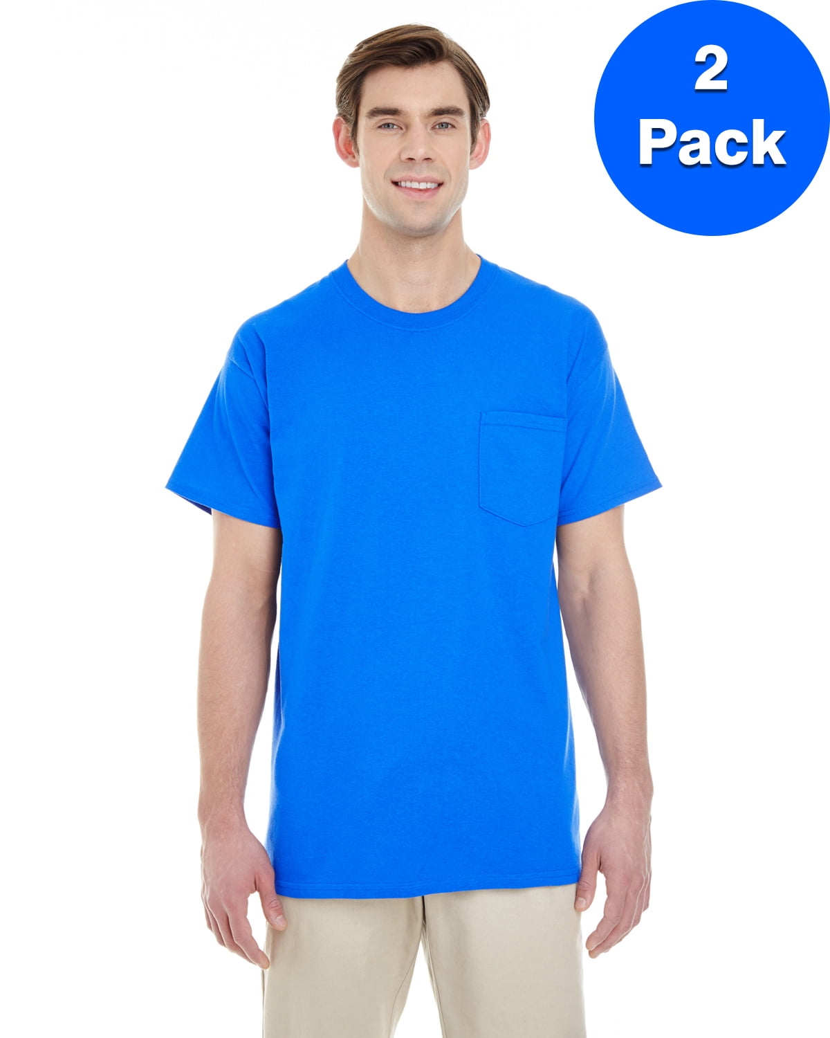 Mens Heavy Cotton TShirt with a Pocket 2 Pack