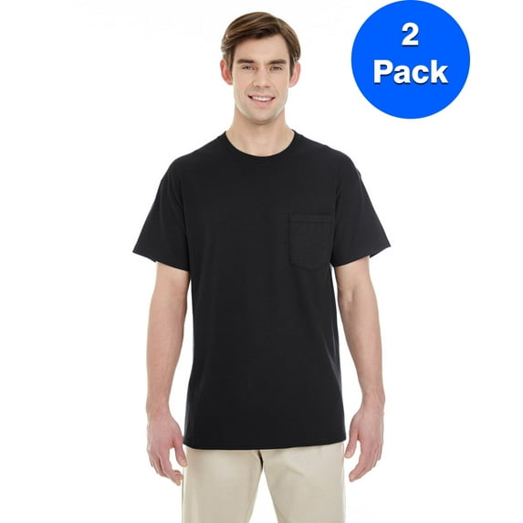 Mens Heavy Cotton T-Shirt with a Pocket 2 Pack