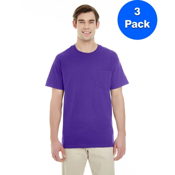 Mens Heavy Cotton T-Shirt with a Pocket 3 Pack