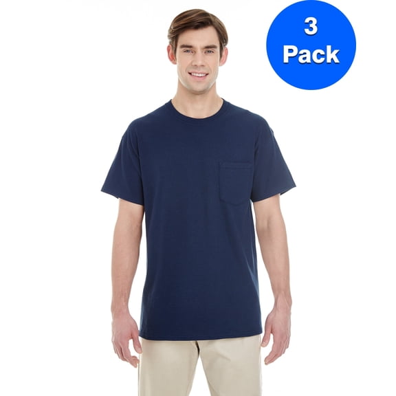 Mens Heavy Cotton T-Shirt with a Pocket 3 Pack